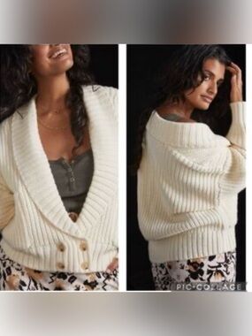Anthropologie Cream Cardigan Size M